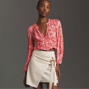 Anthropologie Long-Sleeve Femme Ruched Cropped Top Size Small